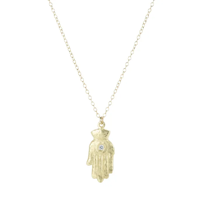 Necklaces Victoria Cunningham Hamsa with Diamond Pendant Necklace Necklaces Victoria Cunningham Hamsa with Diamond Pendant Necklace