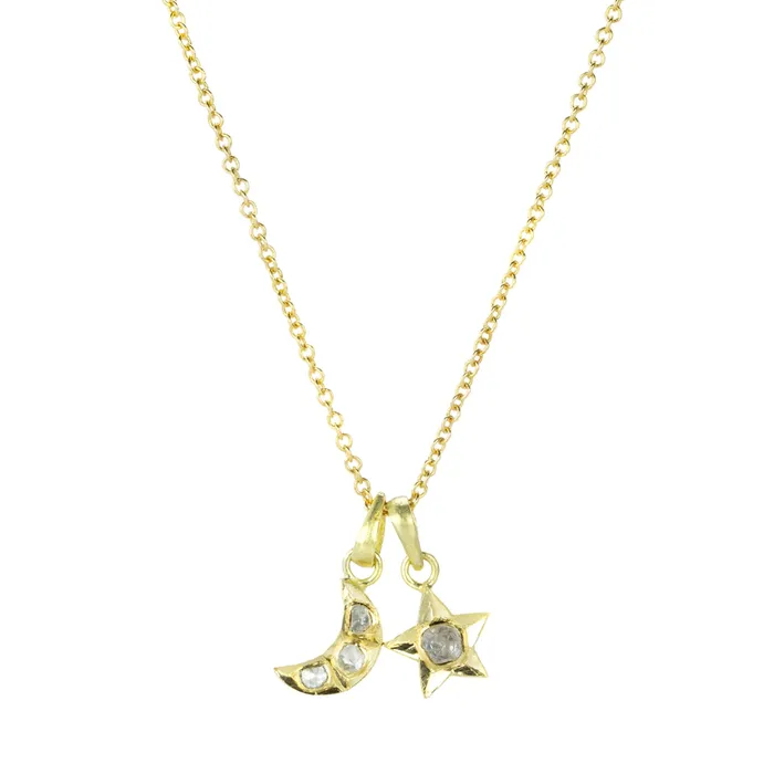 Polki Diamond Moon Stars Pendant Necklace Sophie Theakston Necklaces