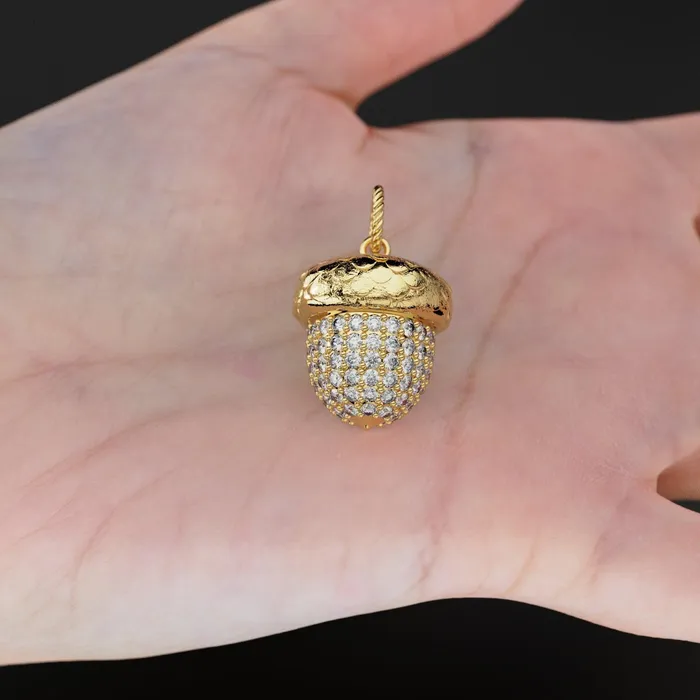 PreStyled Sets Acorn Solid Gold 18k Diamond Pendant Luxury Designer Gold Jewelry Gold Gemstone Charm Solid Gold Pendant Gift for her Jalvi Co PreStyled Sets Acorn Solid Gold 18k Diamond Pendant Luxury Designer Gold Jewelry Gold Gemstone Charm Solid Gold Pendant Gift for her Jalvi Co