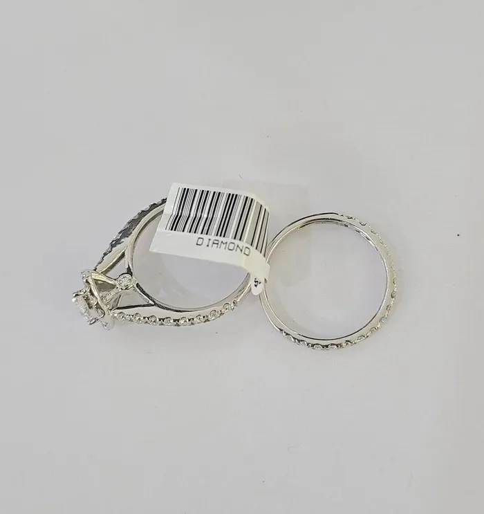 Real 14k White Gold Diamond Ladies Ring Band Set Tear drop 2CT Natural Diamond Gold and Diamond Rings
