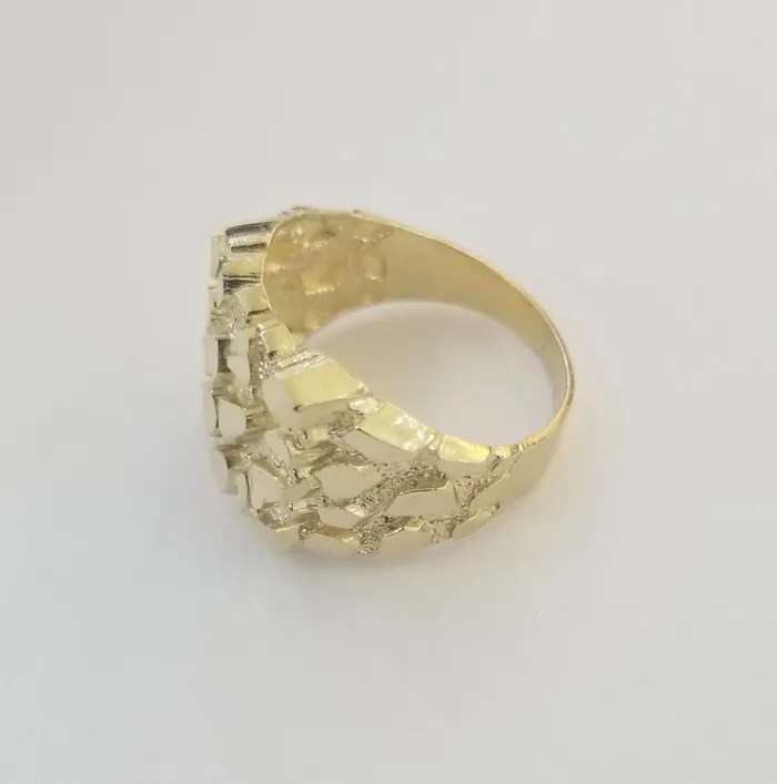 Rings Globalwatches10 10k Real Yellow Gold Nugget Casual Ring Men Sizable Band 10k Gold MenWomen