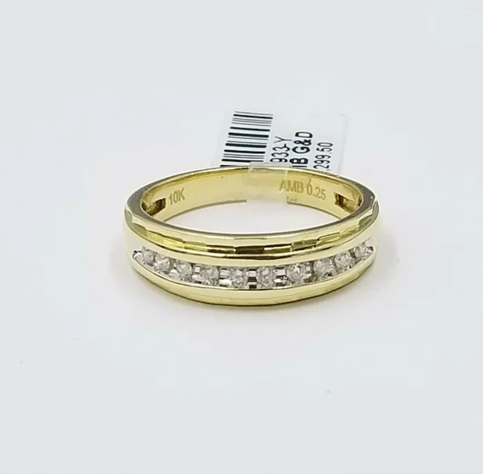 Rings Gold and Diamond 10K Yellow Gold Diamond WeddingEngagement Band Diamond Cut Ring Mens