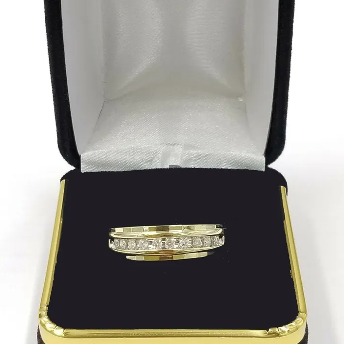 Rings Gold and Diamond 10K Yellow Gold Diamond WeddingEngagement Band Diamond Cut Ring Mens