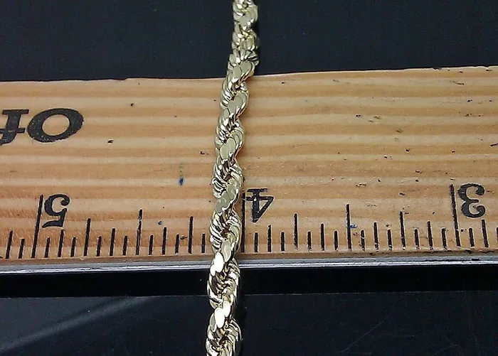 Rings Gold and Diamond Real 14k SOLID Yellow Gold 25mm Rope Chain Diamond Cut 24 Inches Lobster Lock