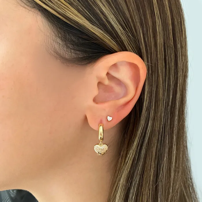 Alev Jewelry PreStyled Sets Dripping Scattered Hearts Gold Huggies