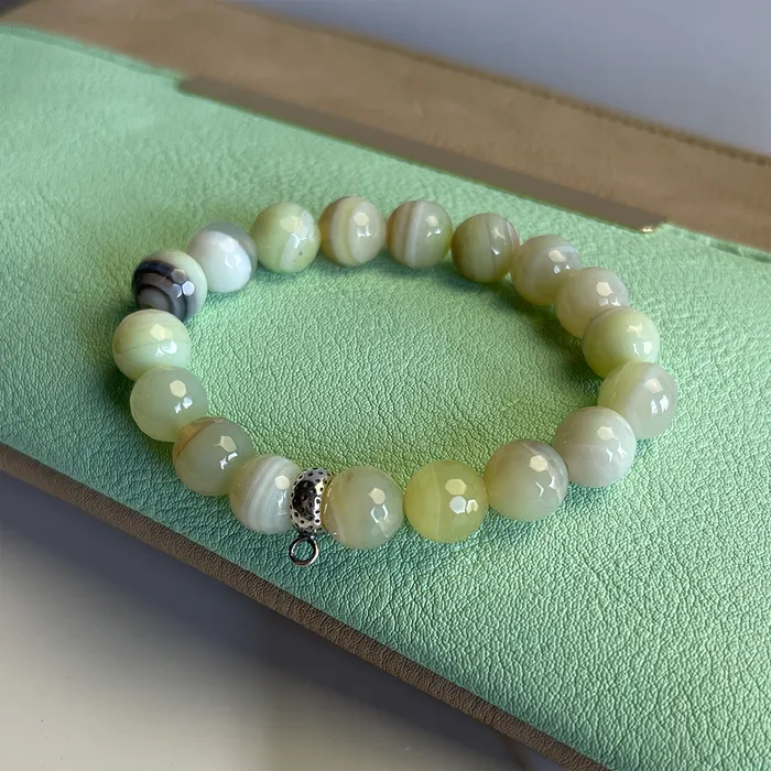 Bracelets Elisa Ilana Apple Agate Stretch Bracelet w Sterling Silver Accent Bracelets Elisa Ilana Apple Agate Stretch Bracelet w Sterling Silver Accent