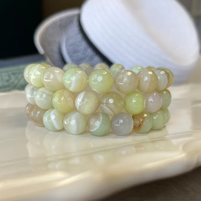 Bracelets Elisa Ilana Apple Agate Stretch Bracelet w Sterling Silver Accent Bracelets Elisa Ilana Apple Agate Stretch Bracelet w Sterling Silver Accent