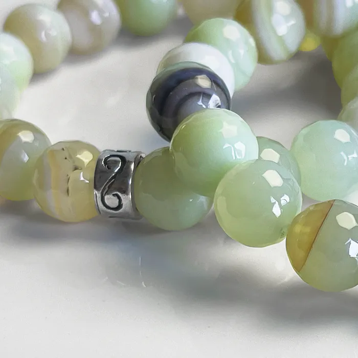 Bracelets Elisa Ilana Apple Agate Stretch Bracelet w Sterling Silver Accent Bracelets Elisa Ilana Apple Agate Stretch Bracelet w Sterling Silver Accent