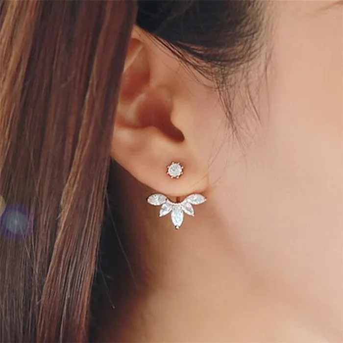 Earrings Gold and Silver Plated Leave Crystal Stud Earrings For Women sparklingselections Earrings Gold and Silver Plated Leave Crystal Stud Earrings For Women sparklingselections
