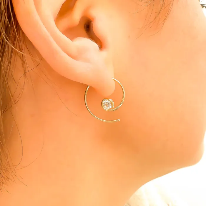 Earrings Mini CZ Spiral Hoop Earrings 14K Gold Filled Hoops By Hand