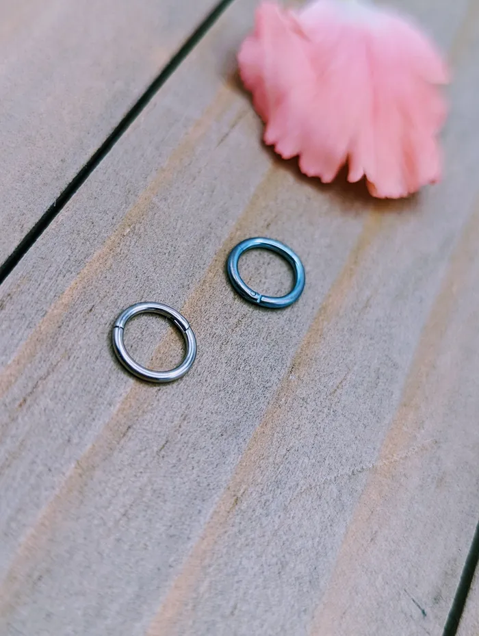 Earrings SirenBodyJewelry Thin titanium hoop earring 18g easy click shut continuous ring