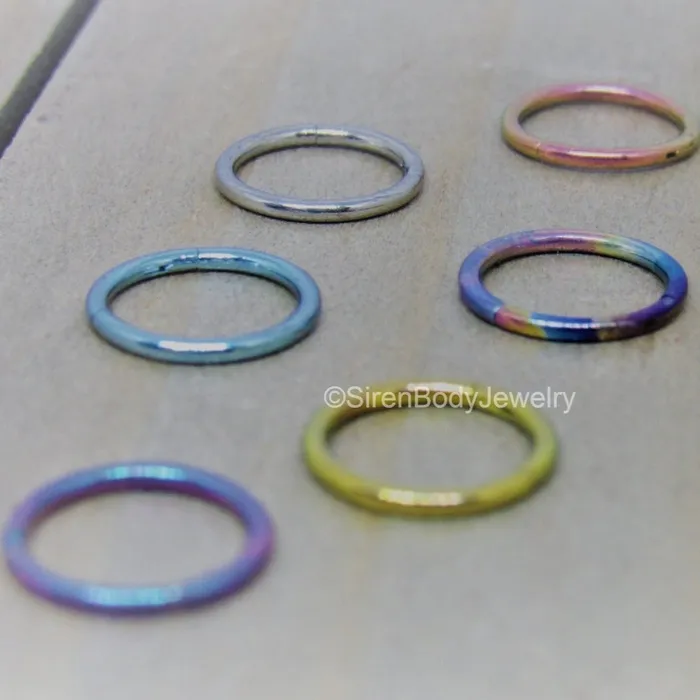 Earrings SirenBodyJewelry Thin titanium hoop earring 18g easy click shut continuous ring