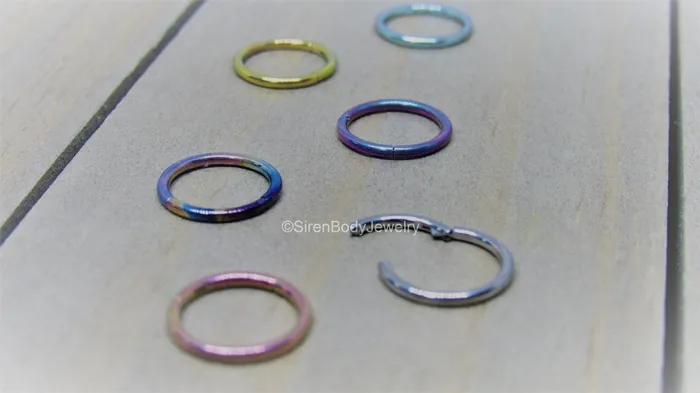 Earrings SirenBodyJewelry Thin titanium hoop earring 18g easy click shut continuous ring