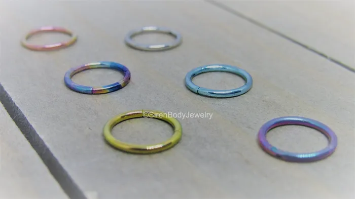 Earrings SirenBodyJewelry Thin titanium hoop earring 18g easy click shut continuous ring