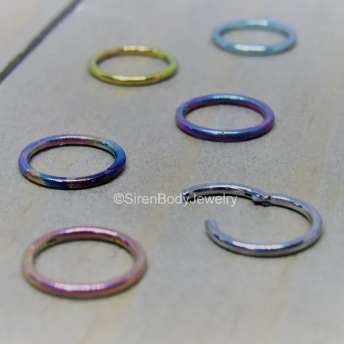 Earrings SirenBodyJewelry Thin titanium hoop earring 18g easy click shut continuous ring