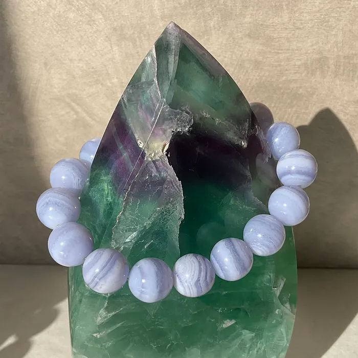 Elisa Ilana Blue Lace Agate Stretch Bracelet w Rose GoldFilled Accent Bracelets Elisa Ilana Blue Lace Agate Stretch Bracelet w Rose GoldFilled Accent Bracelets