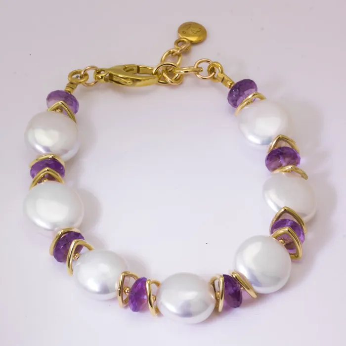 Elisa Ilana Bracelets Impressionist Collection Pearl Amethyst Bracelet