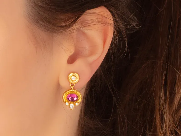 GG GOLD OOAK Earrings GURHAN Muse Gold Tourmaline Single Drop Earrings 8x6mm Oval set in Wide Frame GG GOLD OOAK Earrings GURHAN Muse Gold Tourmaline Single Drop Earrings 8x6mm Oval set in Wide Frame
