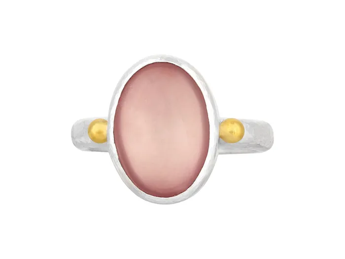 GURHAN Galapagos Sterling Silver Quartz Cocktail Ring 14x10mm Oval Gold Accents GG SILVER CLR Rings GURHAN Galapagos Sterling Silver Quartz Cocktail Ring 14x10mm Oval Gold Accents GG SILVER CLR Rings