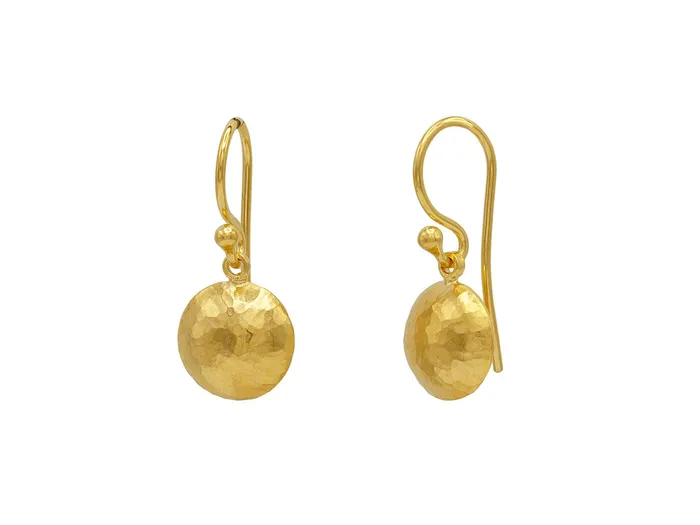 GURHAN Spell Gold Single Drop Earrings 10mm Lentil Shape on Wire Hook GG GOLD TRAD Earrings GURHAN Spell Gold Single Drop Earrings 10mm Lentil Shape on Wire Hook GG GOLD TRAD Earrings