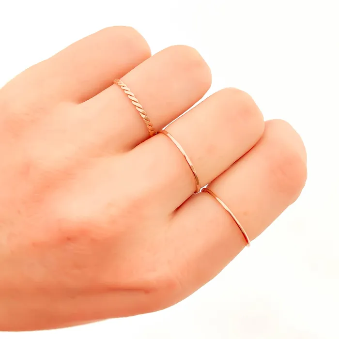 Hoops By Hand Rose Gold Stacking Ring Set 14K Rose Gold Filled Rings Hoops By Hand Rose Gold Stacking Ring Set 14K Rose Gold Filled Rings