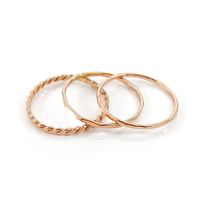 Hoops By Hand Rose Gold Stacking Ring Set 14K Rose Gold Filled Rings Hoops By Hand Rose Gold Stacking Ring Set 14K Rose Gold Filled Rings