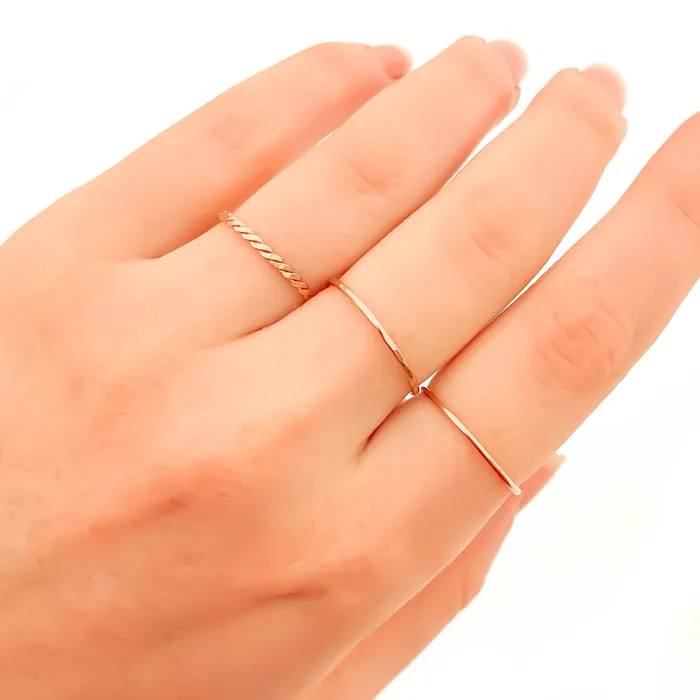 Hoops By Hand Rose Gold Stacking Ring Set 14K Rose Gold Filled Rings Hoops By Hand Rose Gold Stacking Ring Set 14K Rose Gold Filled Rings