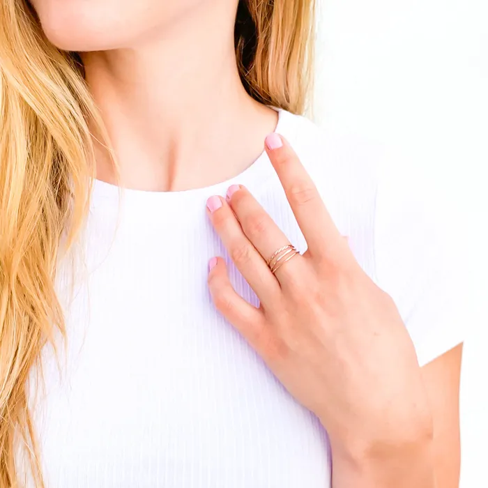 Hoops By Hand Rose Gold Stacking Ring Set 14K Rose Gold Filled Rings Hoops By Hand Rose Gold Stacking Ring Set 14K Rose Gold Filled Rings