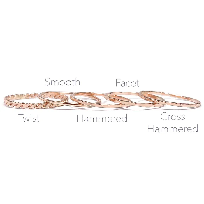 Hoops By Hand Rose Gold Stacking Ring Set 14K Rose Gold Filled Rings Hoops By Hand Rose Gold Stacking Ring Set 14K Rose Gold Filled Rings