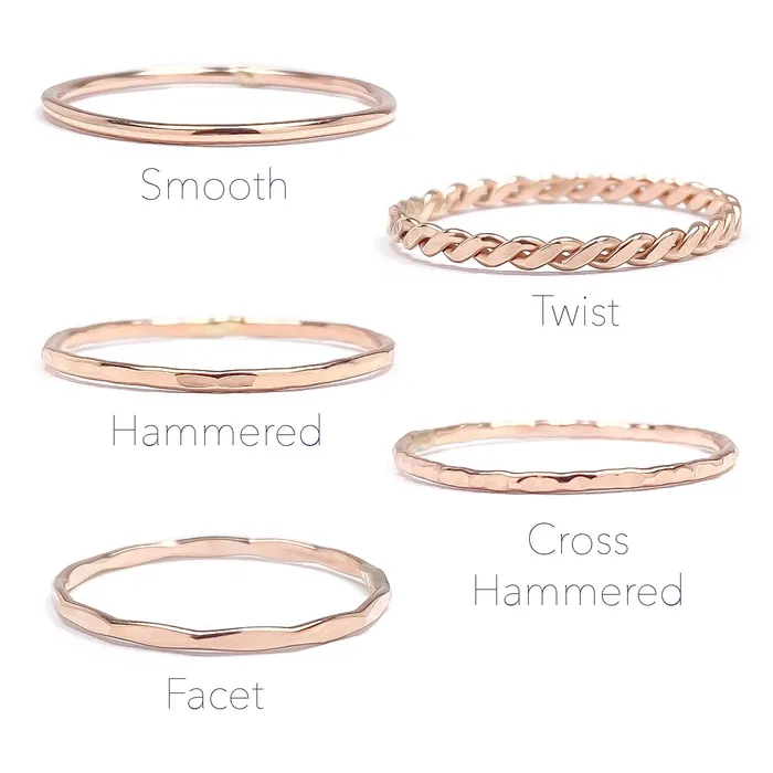 Hoops By Hand Rose Gold Stacking Ring Set 14K Rose Gold Filled Rings Hoops By Hand Rose Gold Stacking Ring Set 14K Rose Gold Filled Rings