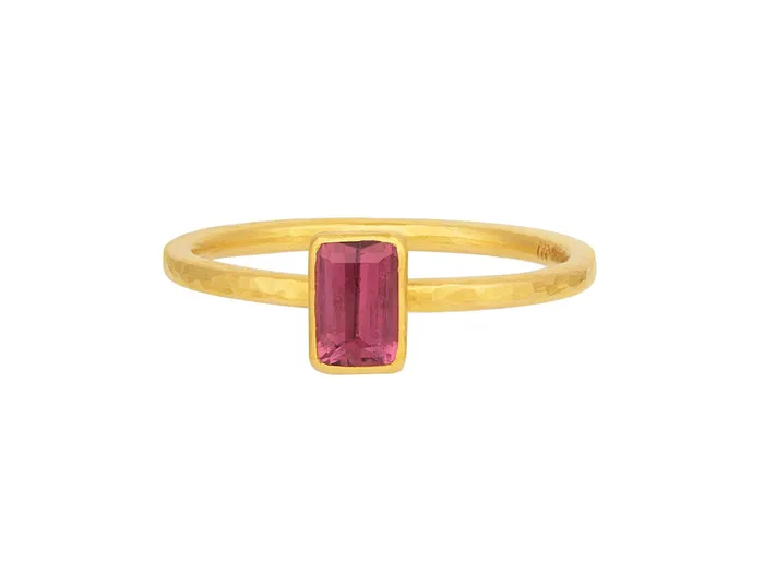 Rings GG GOLD OOAK GURHAN Prism Gold Tourmaline Stacking Ring 6x4mm Rectangle Stone Rings GG GOLD OOAK GURHAN Prism Gold Tourmaline Stacking Ring 6x4mm Rectangle Stone