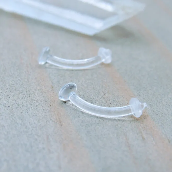 SirenBodyJewelry Earrings Clear body piercing jewelry retainer earring 16g curved barbell style 516 length