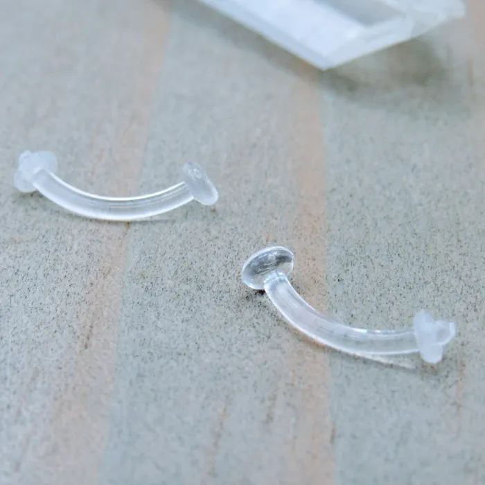 SirenBodyJewelry Earrings Clear body piercing jewelry retainer earring 16g curved barbell style 516 length