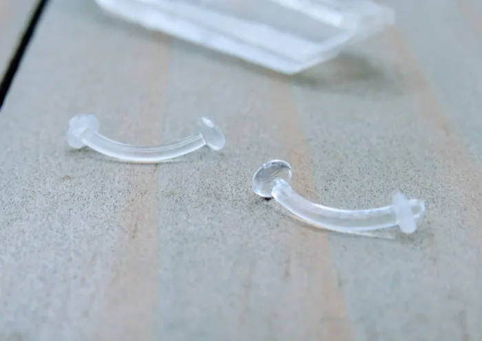 SirenBodyJewelry Earrings Clear body piercing jewelry retainer earring 16g curved barbell style 516 length