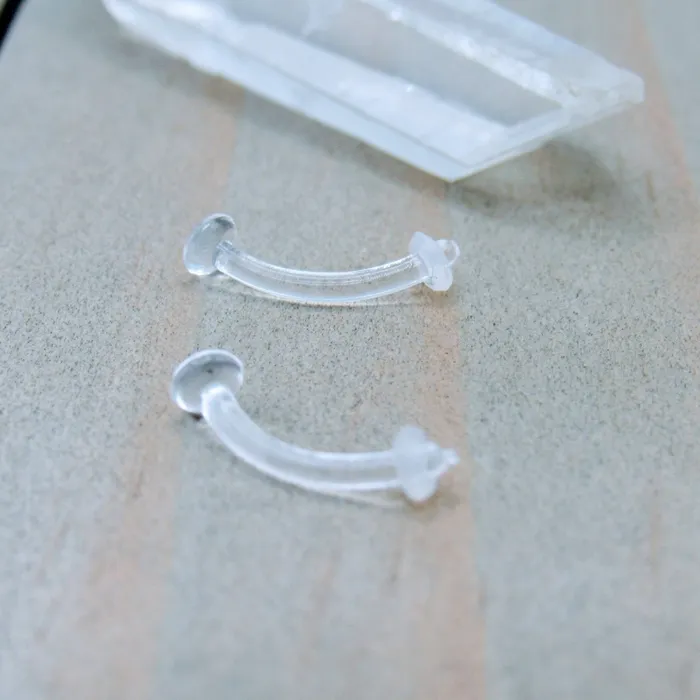 SirenBodyJewelry Earrings Clear body piercing jewelry retainer earring 16g curved barbell style 516 length