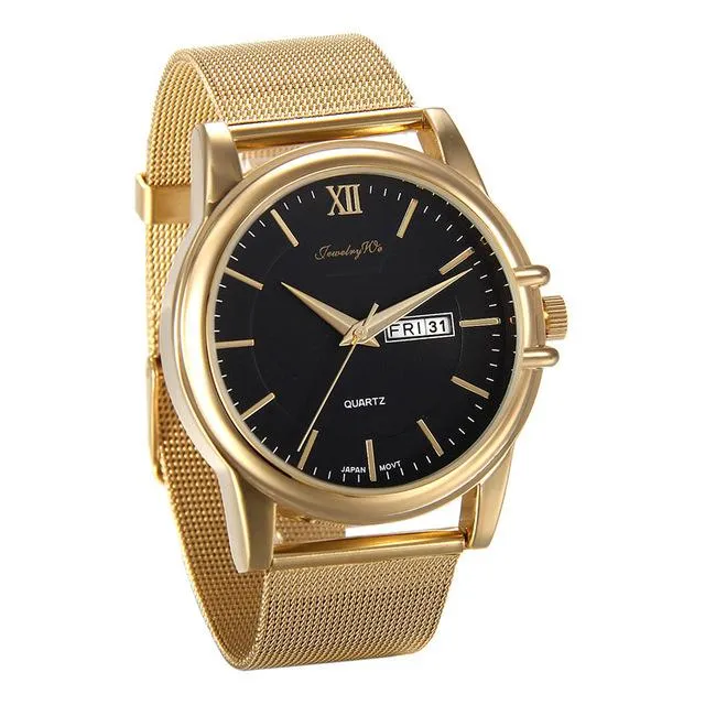 sparklingselections Bracelets New Luxury Men Stainless Steel Business Gold Watch sparklingselections Bracelets New Luxury Men Stainless Steel Business Gold Watch